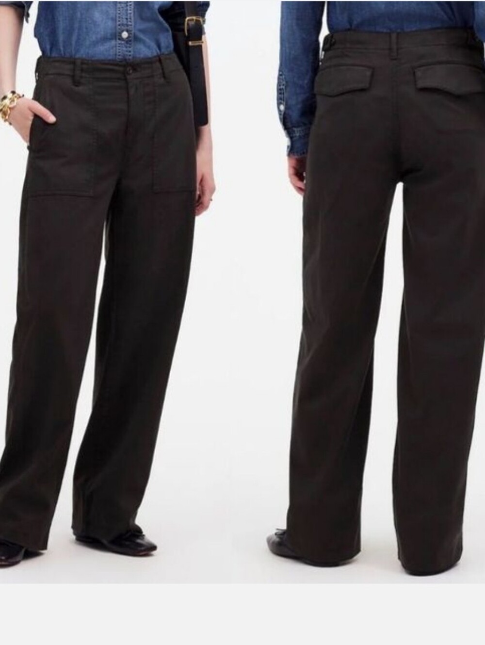 Madewell Low Slung Baggy Pants Black Women's 24 Straight Leg